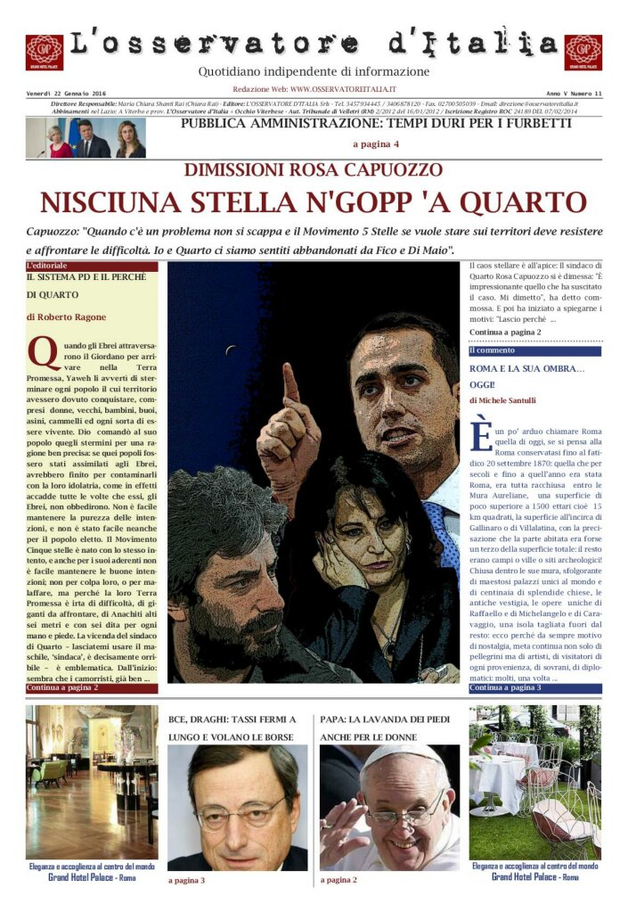L'osservatore d'Italia edizione del 22 Gennaio 2016